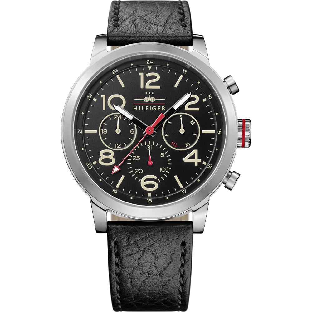 Tommy Hilfiger Jake Black Dial Black Leather Strap Gents Quartz Watch 1791232 чёрный