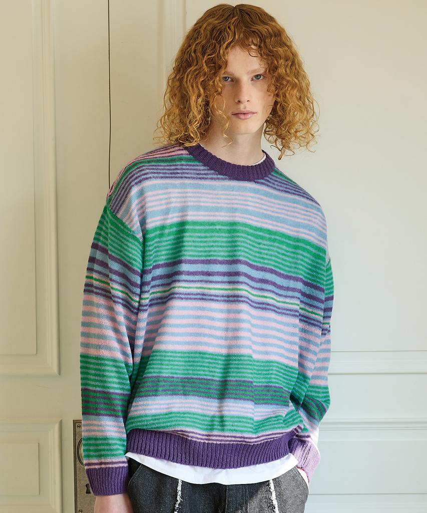 WAIKEI Multi-Stripe See-Through Knit Purple