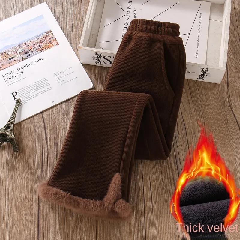 Herbst und Winter Mädchen Samt Bootcut Hose Elastische Taille Freizeithose Kleinkind Teenager Mädchen Warme Hose