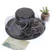 Women's Summer Foldable Sun Hat: European & American Style Fedora with Flower Organza Design