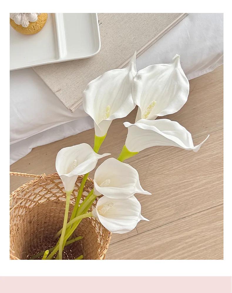 10Pcs Artificial EVA White Calla Lily Flowers Wedding Decor Bridal Bouquet Fake Hoonlily Flowers Home Decoration Party Floral
