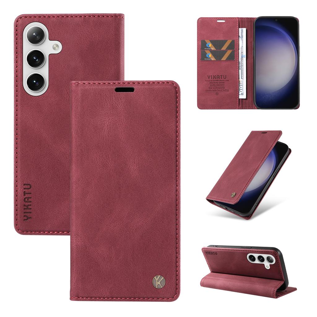 YIKATU YK-004 For Samsung Galaxy S25/S24 Case Wallet Leather Magnetic Clasp Phone Cover