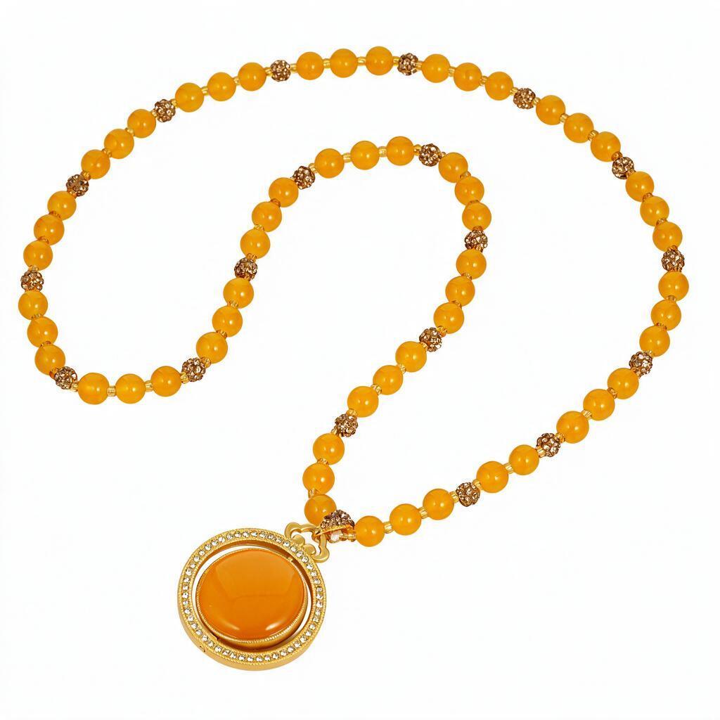 Chinese Yellow Jade Double-Sided Golden Buddha Pixiu Necklace – Elegant Women’s Pendant for Wealth and Luck.