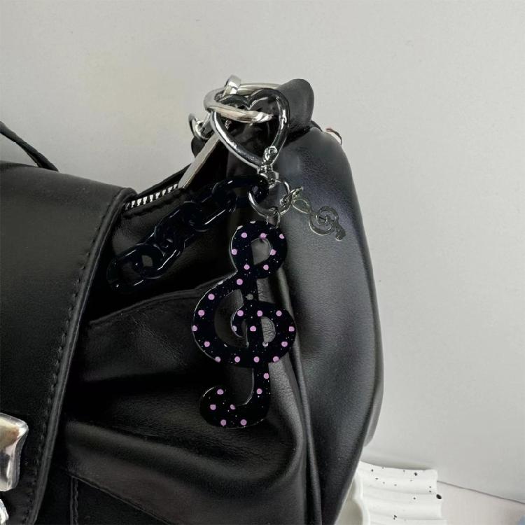 Charming Dotted Stripe Keychain Premium Acrylic Material Everyday Carry Essential Musical Symbol Key Holder