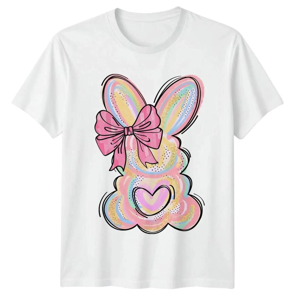 Pastellhase Mit Rosa Schleife Damen T Shirt Ostern Hase Geschenk Fr Sie Vintage Washed Casual Streetwear Top For Everyday Wear