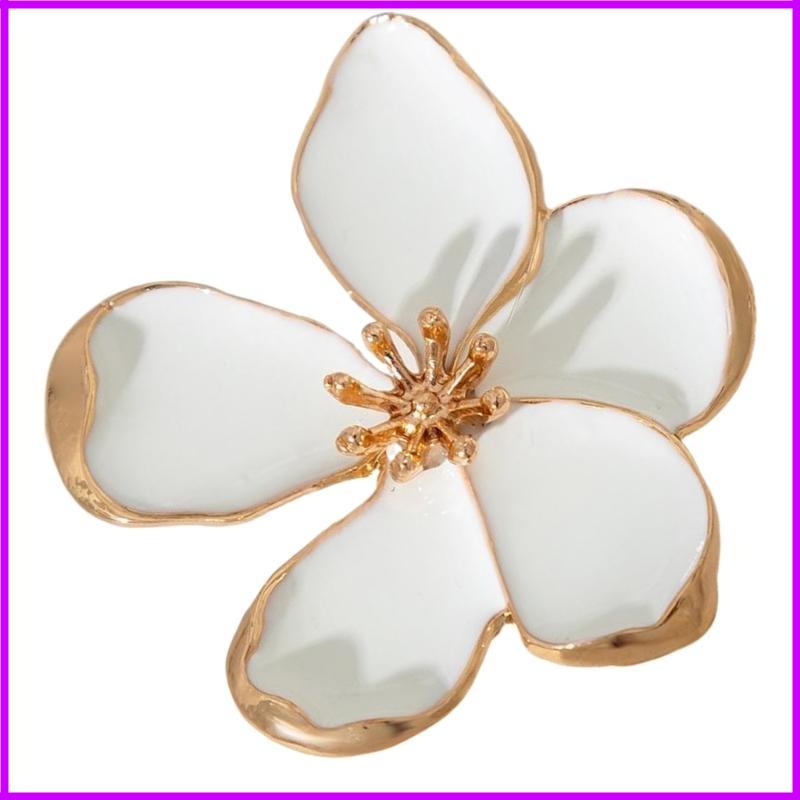 Exaggerated Fashion Statement Ring Flower and Pearls Wedding Finger Ring Handmade Jewelry for Parties