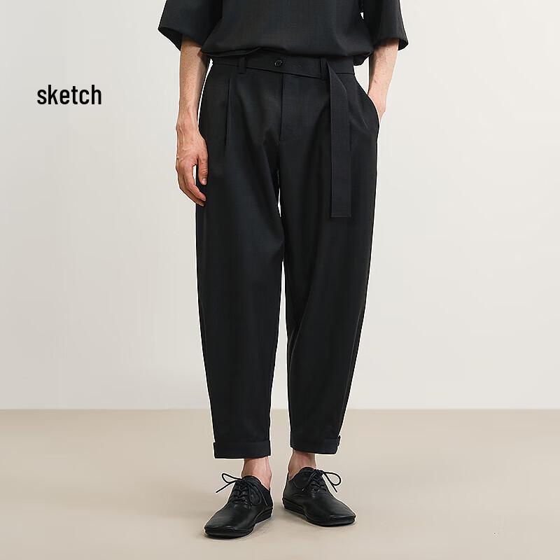 

CROQUIS Men s Relaxed Fit Tapered Cropped Wool Casual Pants M