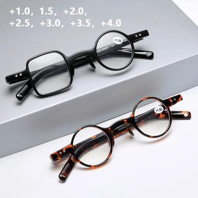 Retro Leopard Asymmetrische Runde&Eckige Lesebrille Damen&Herren Alterssichtigkeit Brille Weitsichtbrille Für Ältere