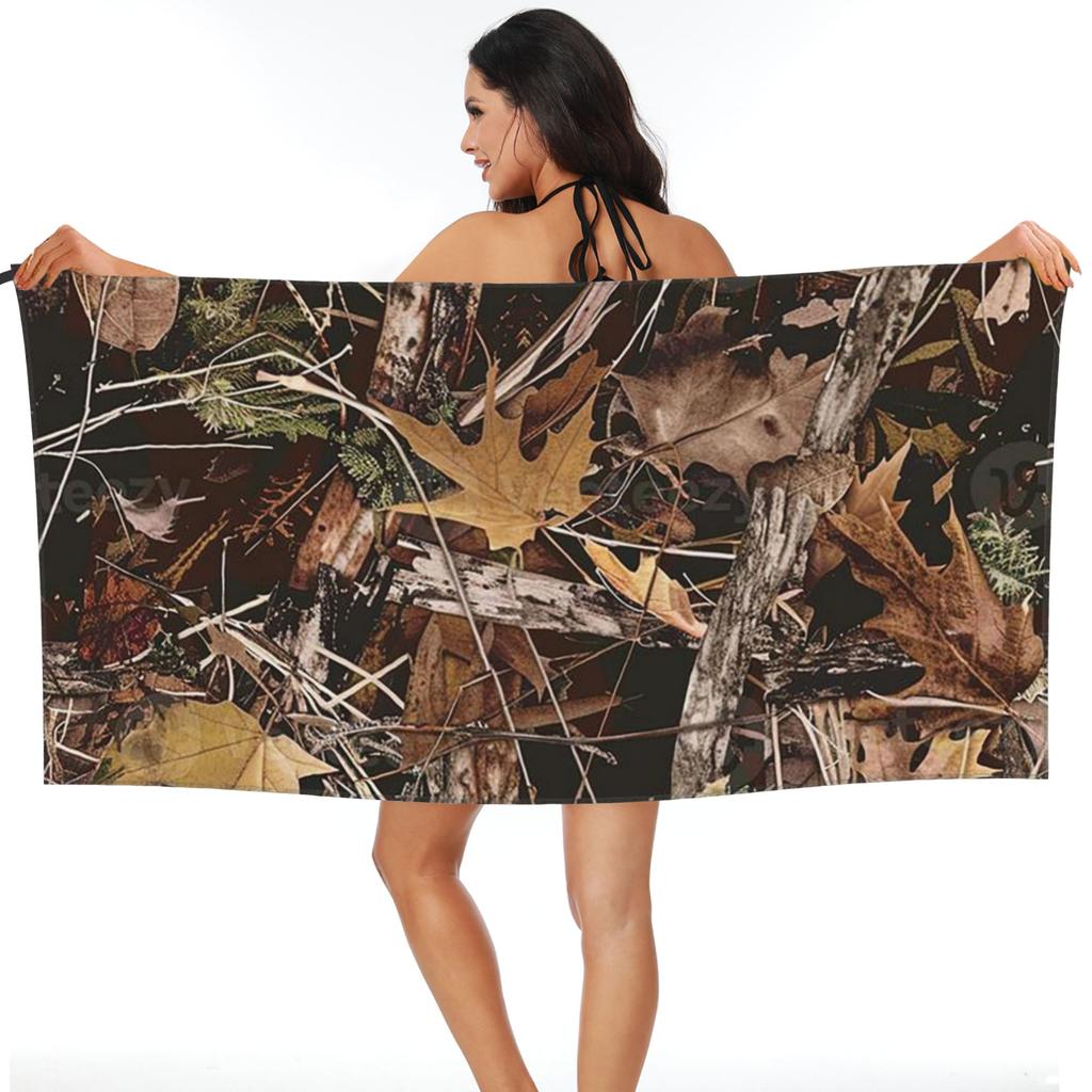 Real Tree Camouflage Beach Towel Soft Microfiber Quick Dry Absorbent Quick Towels For Bath