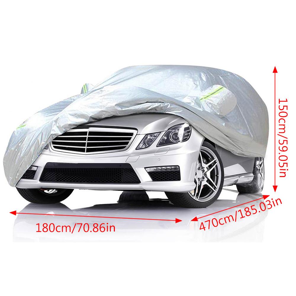 Car Cover Thickened Outdoor Sun Protection 190T Full Exterior Snow Cover Heat Insulation UVproof Dustproof with Reflective Strip