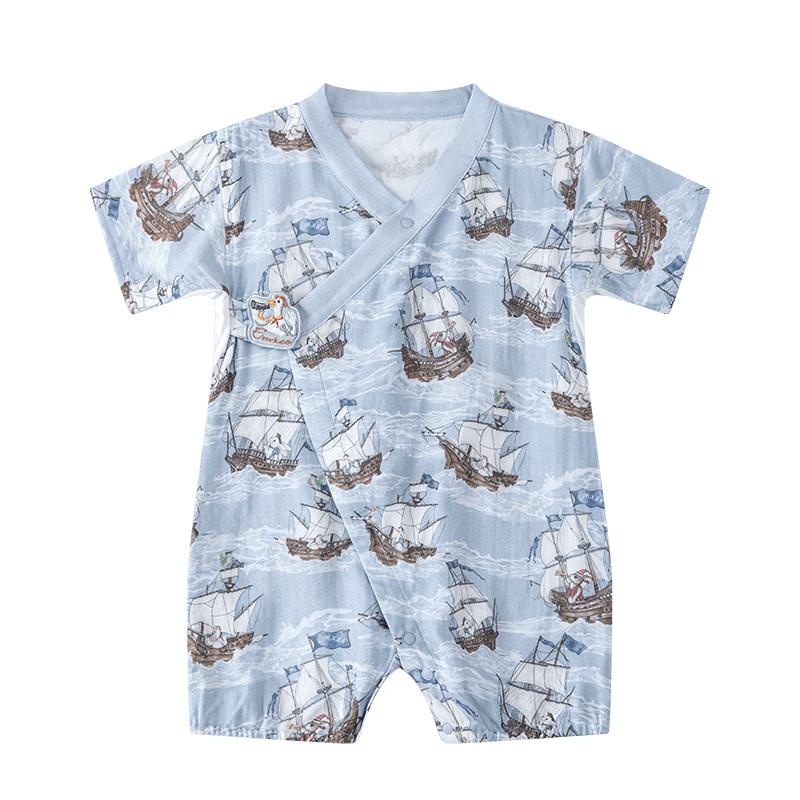 EMXEE Baby Gauze Short Sleeve Romper Bodysuit