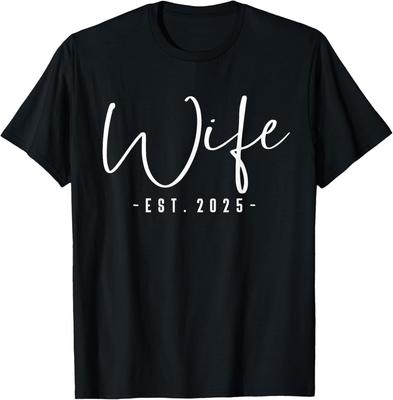 Żona Est 2025 Nowożeńcy Para na Miesiąc Miodowy Koszulka Ślubna unisex