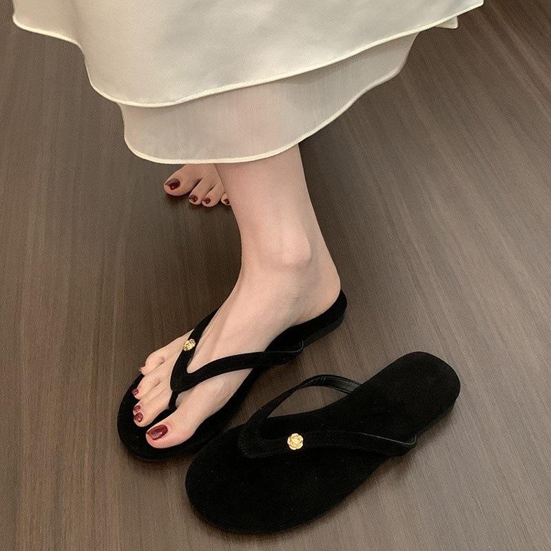 Wear Flat-bottomed Small Fragrant Slippers Women's Beach Vacation Toe Flip-flops Shoes Simple Sandals