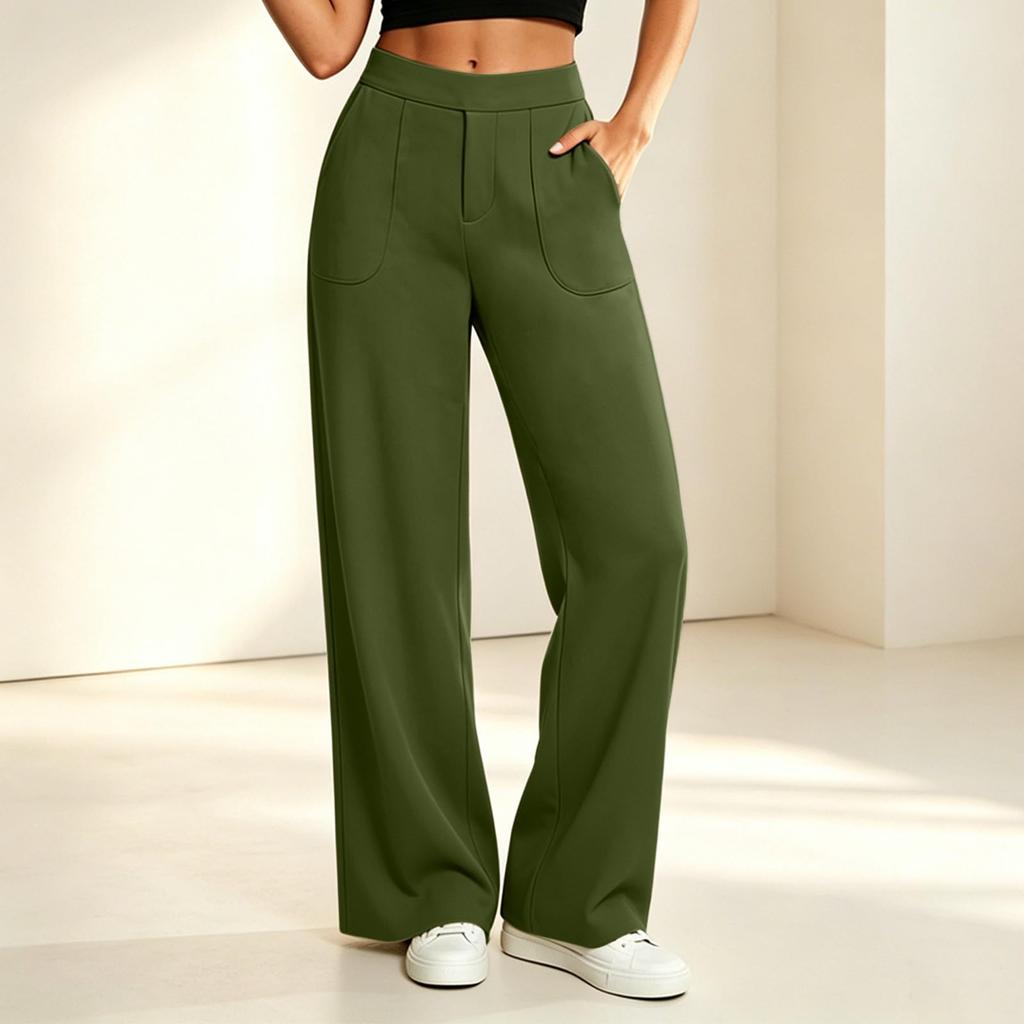 Women's High Waisted Flared Yoga Pants with Side Pockets, Wide Leg Athletic Pants for Workout and Casual Wear