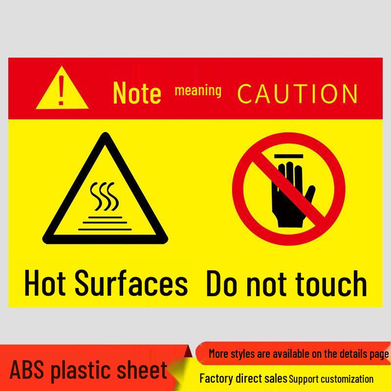 High Temperature Warning Sign: Caution - Hot Surface, Do Not Touch, Avoid Burns.