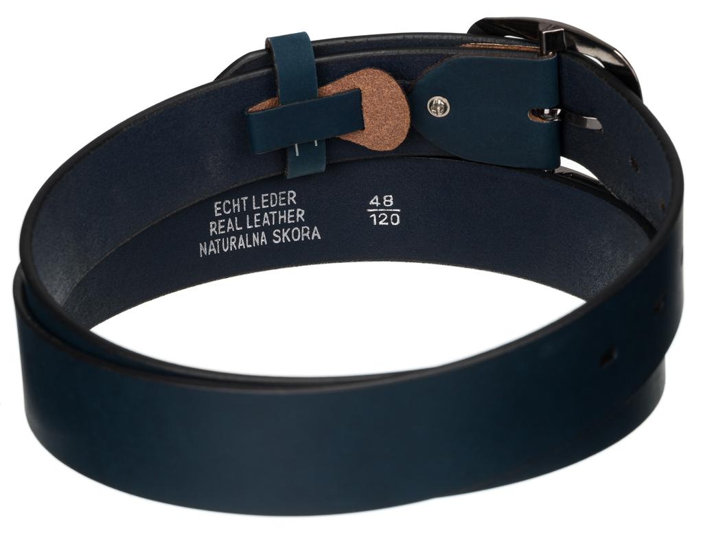 Wide leather belt LADY NO.4 NAVY 100