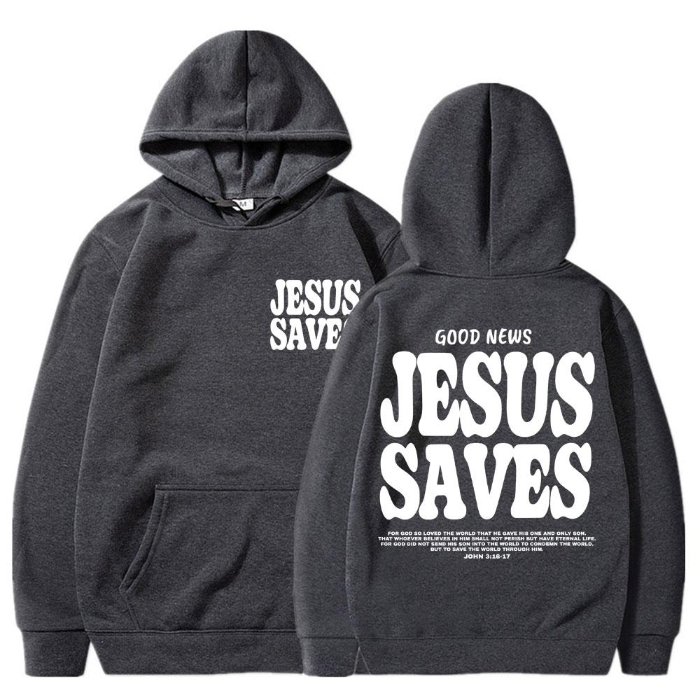 Christlicher Religiöser Jesus Rettet Print Hoodie Vintage Gotisch Herren Damen Mode Pullover Fleece Übergröße Sweatshirt
