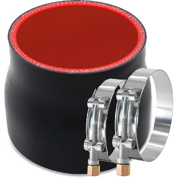 Straight ID 4" Silicone Hose Coupler, Reinforced 4-Layer Wall 5MM With 2PCS T-Bolt Clamps For Cold Air Intake, Turbo, Intercooler