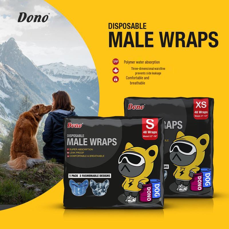 DONO Disposable Male Dog Diapers with Sanitary Napkins, Medium Size Pee Pads