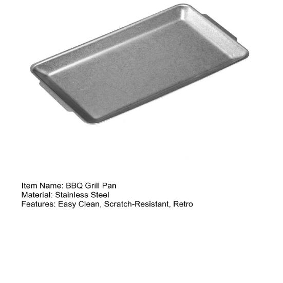 Vintage Stainless Steel Rectangular Tray Retro Industrial BBQ Platter with Double Handles Large Heavy Duty Serving Dish for Home