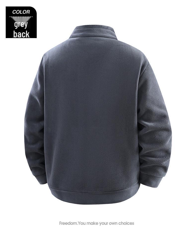 Woodpecker Men's High-End Fleece Jacket - Spring/Autumn Cardigan for Middle-Aged Dads