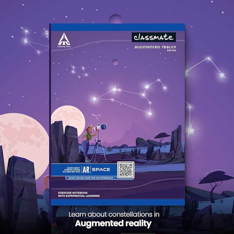 

Classmate Augmented Reality Notebooks - 140 Pages | Pack Of 3 Long Size Unruled Notebooks For School Students | Immersiv