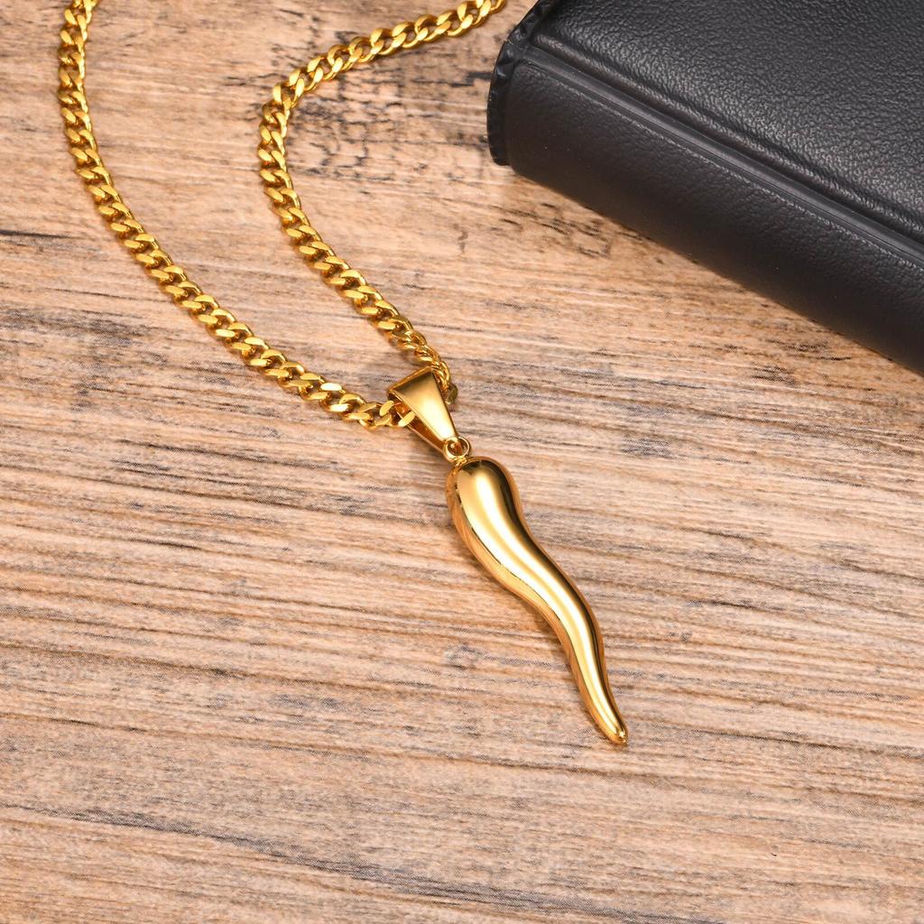 ITALIENISCHES HORN Halsketten für Männer Frauen,Edelstahl Italienisches Cornicello Anhänger Halsketten,Unisex Schmuck Geschenke