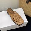 Fashion SUOJIALUN 2025 Autumn Women Slip On Mules Shoes Fashion Weave Hollow Out Ladies Elegant Slipper Soft Flat Heel Casual Slides Sho