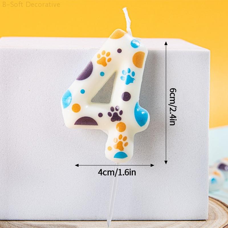 Blue Dog Paw Print Birthday Candles 0-9 Digital Candle Numeral Cupcake Topper Decorations for Pets Kids Birthday Party Supplies