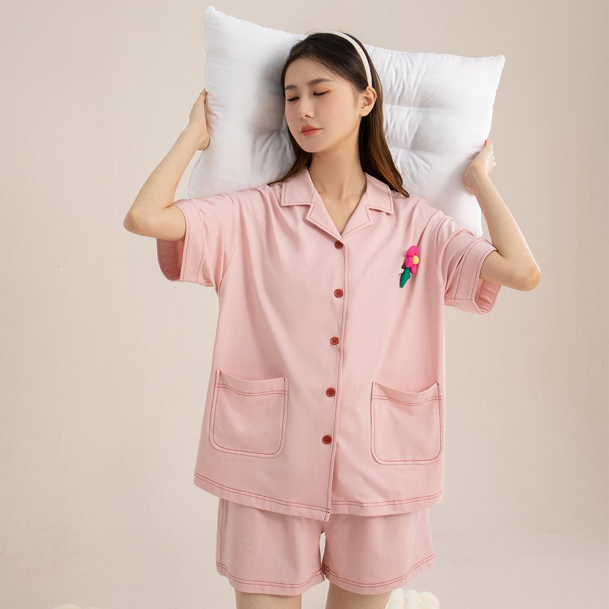 

Летняя пижама для женщин, свободная, удобная и повседневная, можно носить на улице, кардиган, домашняя одежда XXL розовый