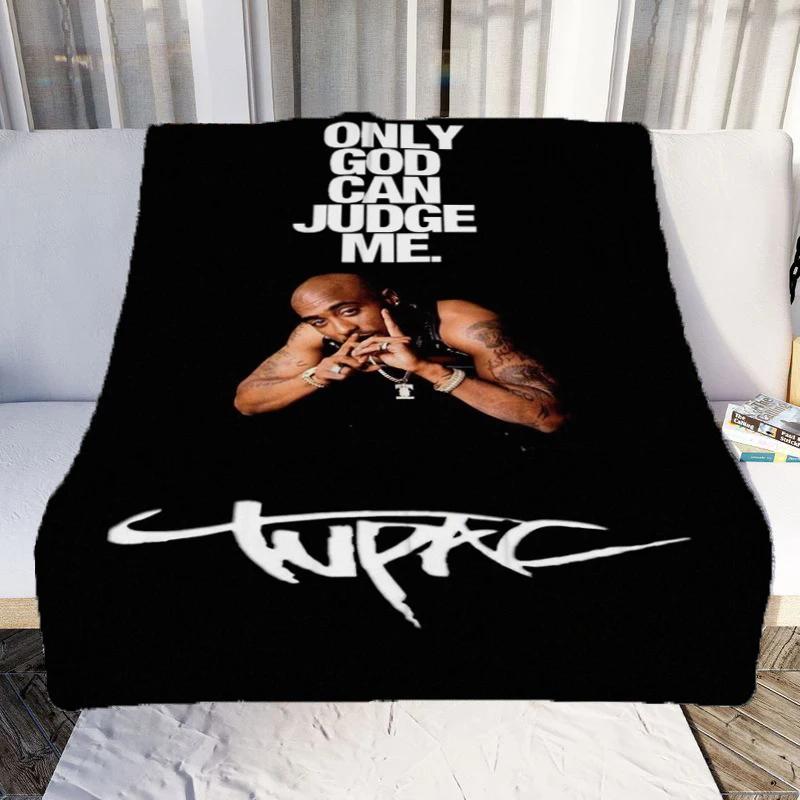 Tupac Shakur Printed Throw Blanket Super Soft Flannel Comfortable Sofa Blanket Fashionable Bed Sheet for Mattress