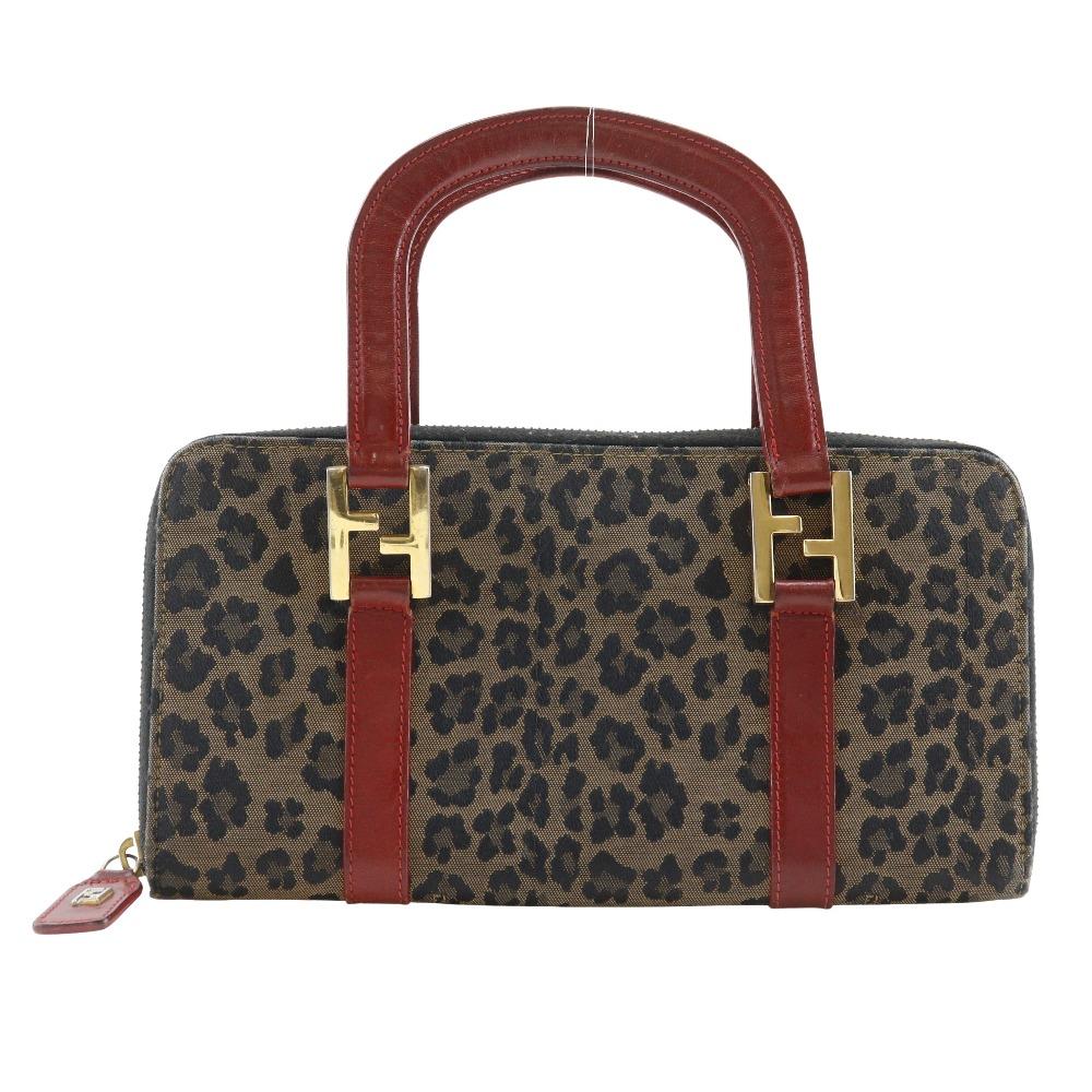 

FENDI Wallet bag Handbag Leopard Leopard Pattern Brown / red Nylon canvas Women Used