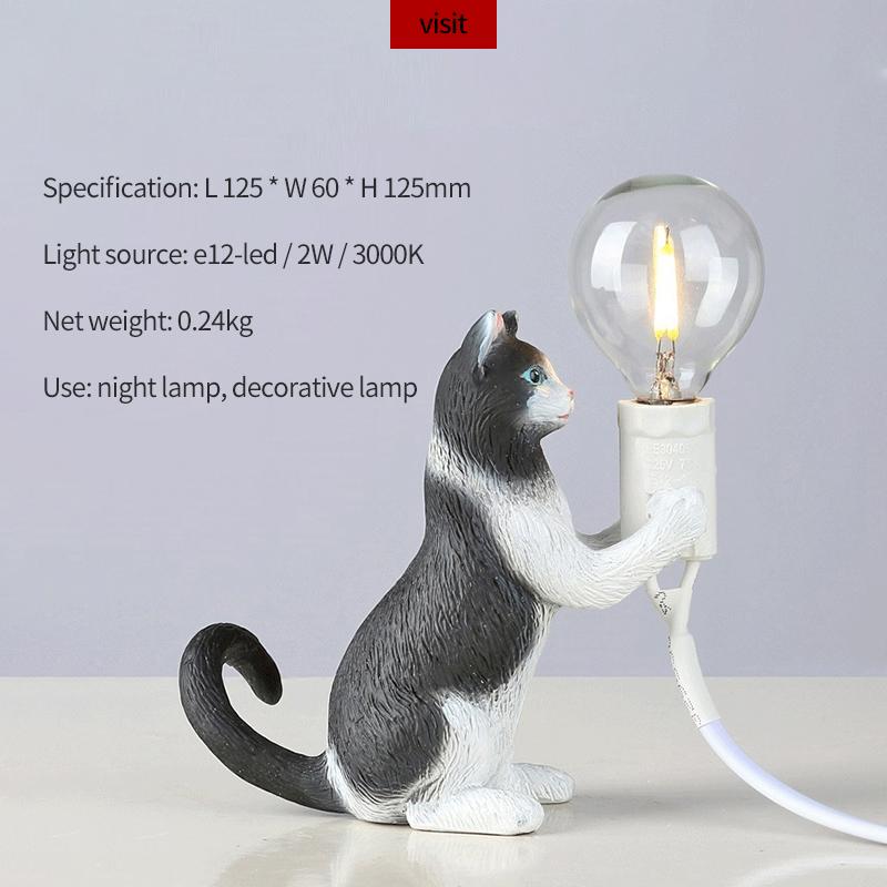 Black Cat Lamp Nordic Creative Living Room Bedroom Clothing Store Decorative Animal Lamp Mini Catlamp Small Night Lamp
