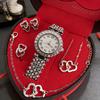 High-End Women'S Luxury Full Diamond Roman Scale Niche Souvenir Love With Mirror Quartz Set