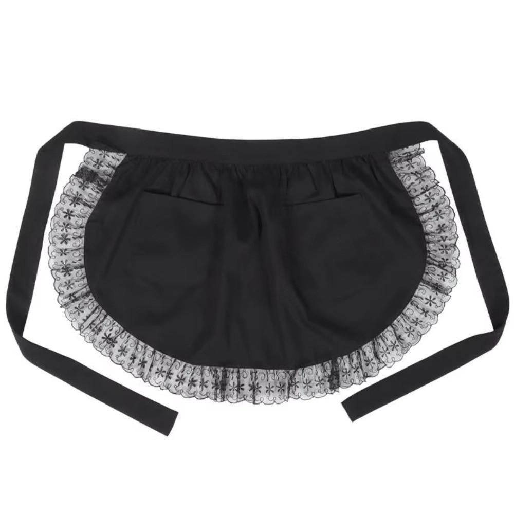 Vintage Half Waist Apron with Two Pockets Short Apron Sexy Lolita Pinafore for Women