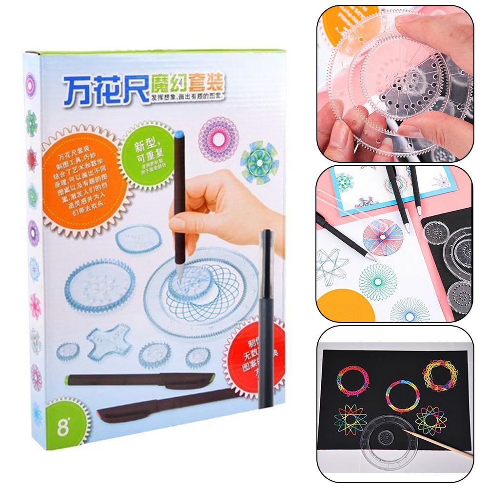 None Drawing Template Spirograph Wheels None Drawing Template Educational Gear Rack Plastic Rings Spiral Pattern