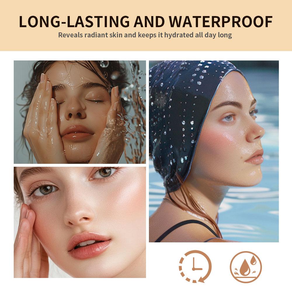 Glow Cream Cushion Foundation Hydrating 24H Long Lasting Moisturizer Natural Light Coverage Radiant Skin Finish Daily Portable Face Makeup Cosmetic