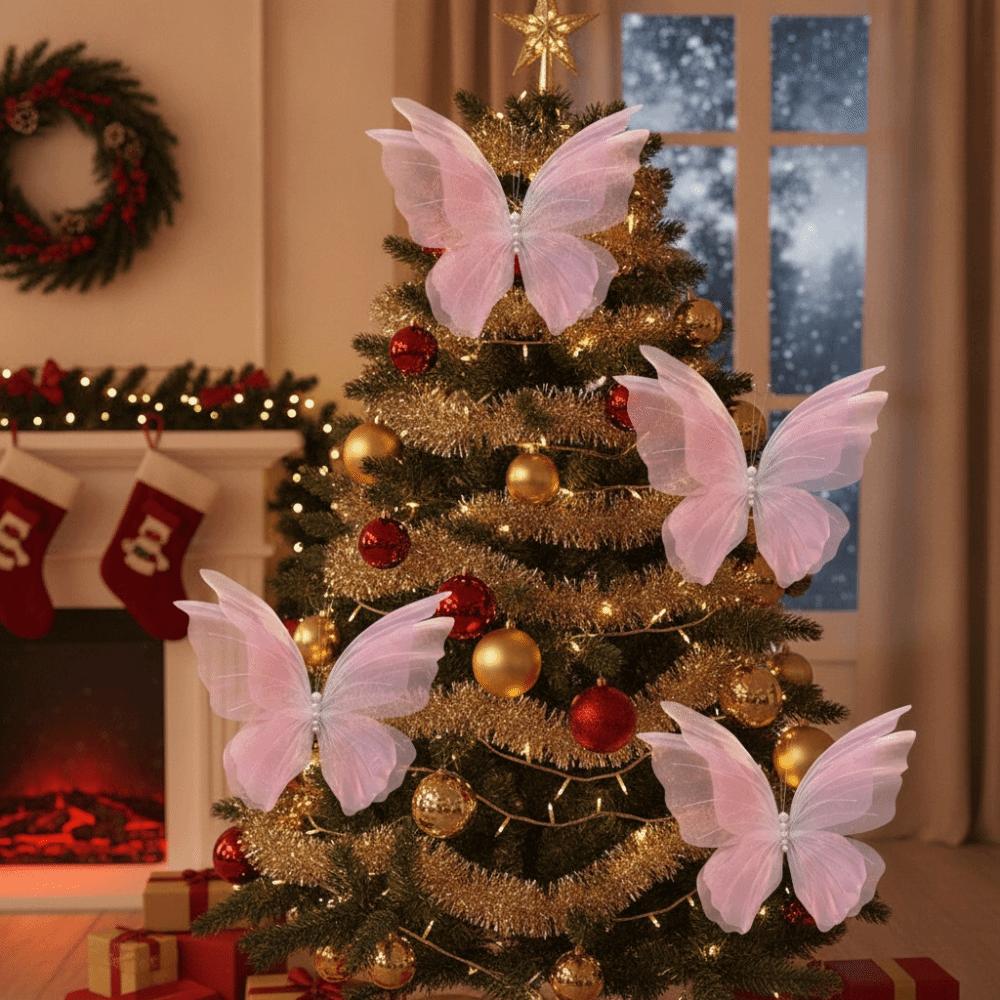 3D Texture Christmas Tree Butterfly Decoration Realistic Large Artificial Butterfly Pendant Simulated Artificial 3D Butterfly