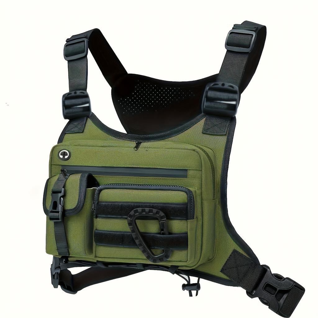 Qianyu Tactical Chest Bag & Vest - Tactical EDC Chest Bag Equipment, with Zipper Closure and Adjustable Shoulder Straps