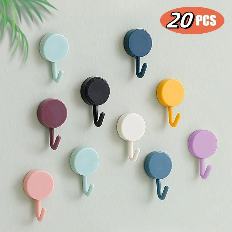 Self Adhesive Wall Hook Strong Without Drilling Coat Bag Bathroom Door Kitchen Towel Hanger Hooks Home Storage Accessories