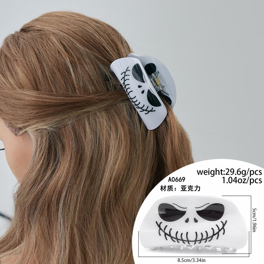 Funny Halloween Pumpkin Butterfly Grab Clip, Ghost Acrylic Spider Web Disc Hair Hairpin Head Jewelry