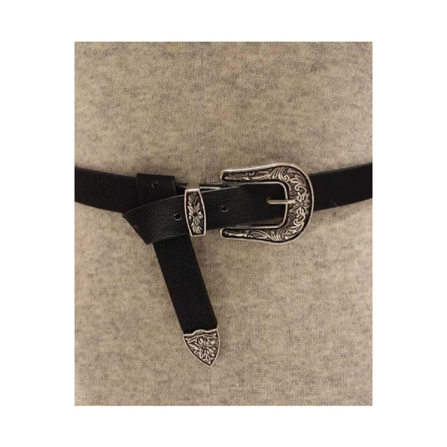 

Жіночий чорний ремінь із костюмною пряжкою 95 CM білий