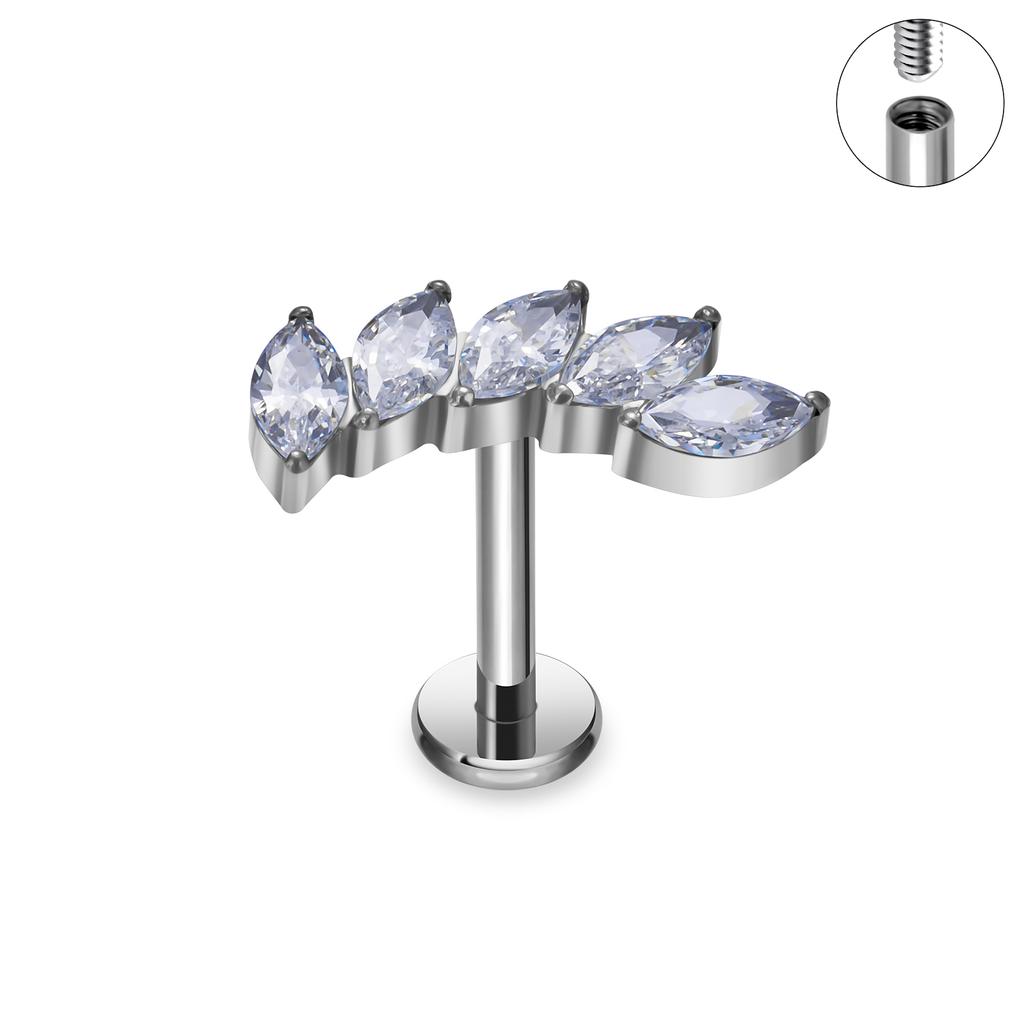 G23 Titanium 16G Piercing Labret Lip Nasal Nail Stud Earring Internal Thread Body Jewelry Design Ear Tragus Cartilage Helix Dait