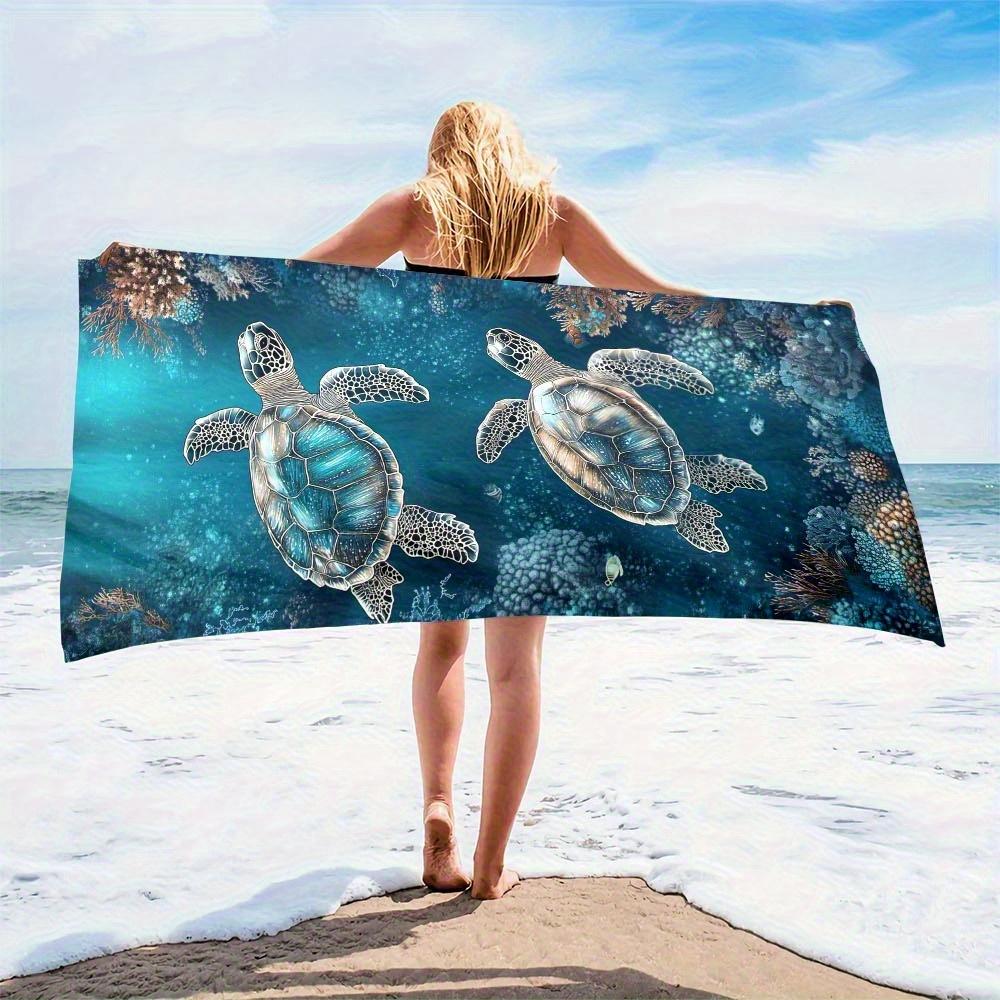 Beach towel sea turtle underwater pattern sunscreen windproof suitable for beach pool camping travel beach blanket