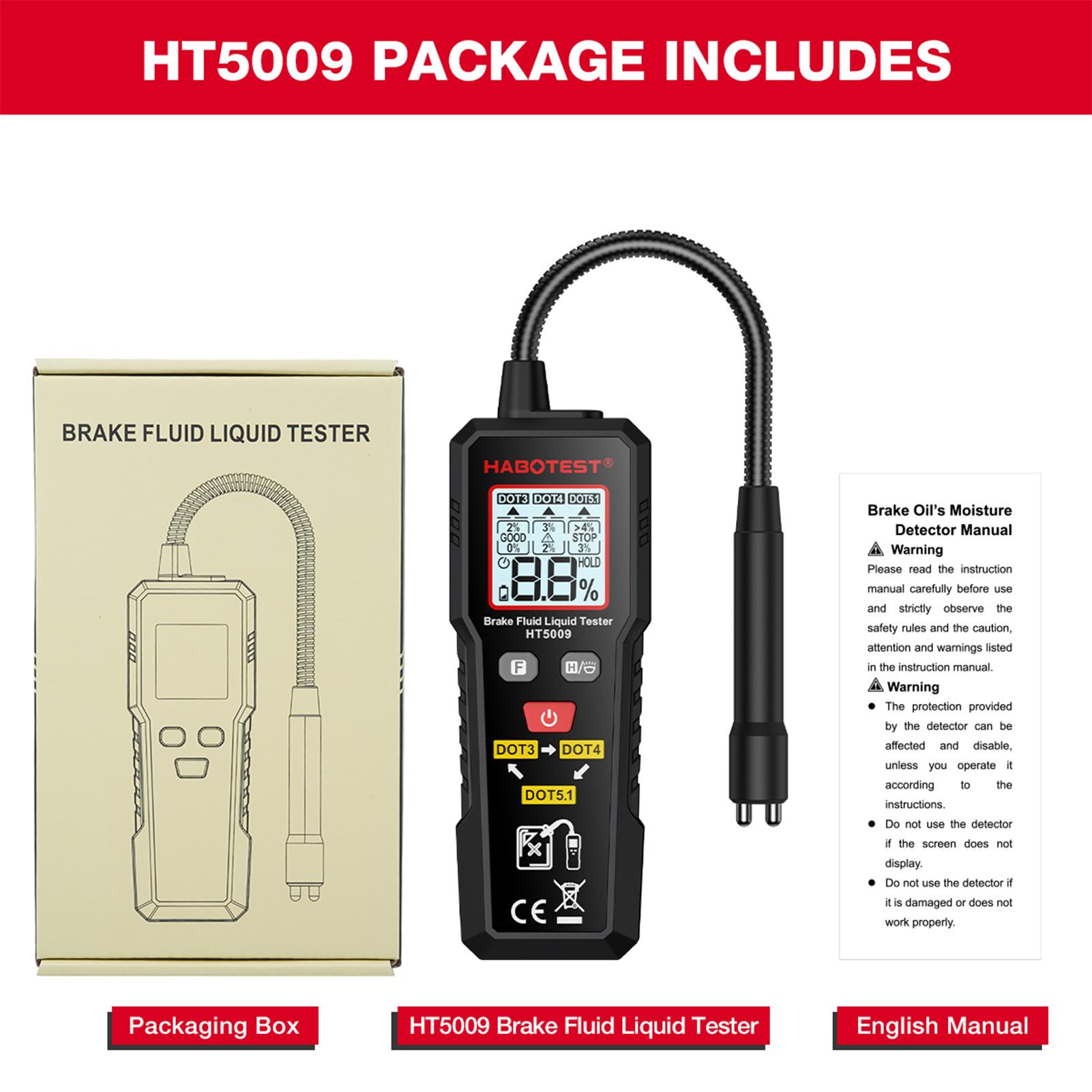 

Digital Brake Fluid Tester Auto Car Brake Oil Moisture Detector DOT3/DOT4/DOT5.1 with Backlight Flexible Probe Brake Oil Tester