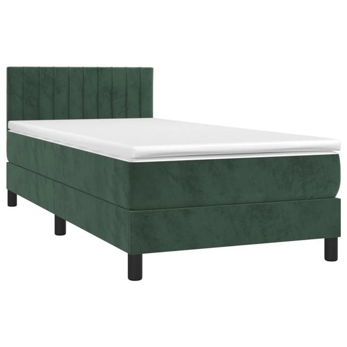 Maison Exclusive - Sommier à lattes de lit avec matelas LED Vert foncé 100x200 cm