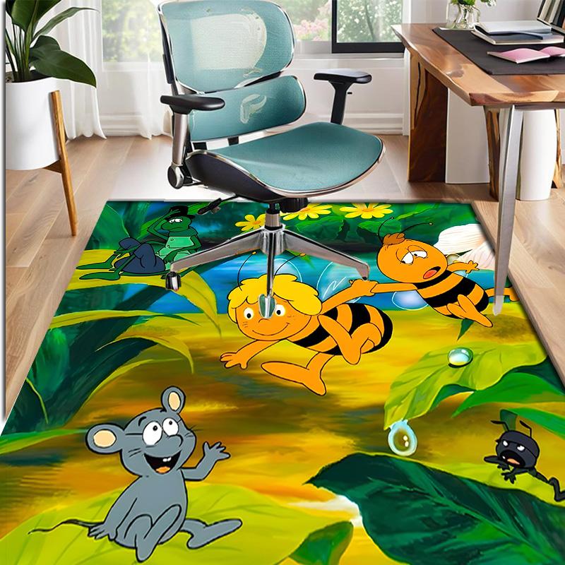 Maya the Bee Pattern Rug, Indoor/Outdoor Mat, for Picnic, Gameroom, Bedroom, Office, Living Room, Home Decor Carpet, Birthday Gift