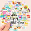 50pcs Cartoon Birthday Cake & Happy Birthday Candle Graffiti Stickers, Personalized Decoration for Guitar, Notebook, Luggage, Laptop, Motorcycle