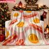 Blanket 1pc Bacon And Fried Eggs 2D-printed Flannel Throw Blanket-soft and Cozy Suitable for Use On the Sofa While Traveling At Th