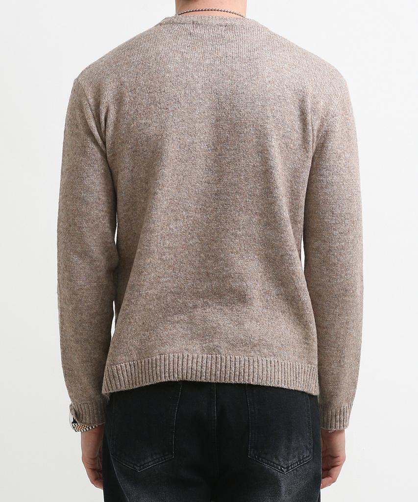Seuteulaikeu Fine Blend Classic Crew Neck Knit (Light Brown)